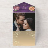 Invitation Tout En Un Rustique Floral violet Mariage (Dehors)