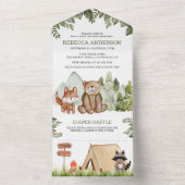 Invitation Tout En Un Rustique Forêt Boisée Animaux Baby shower de campi (À l'intérieur)