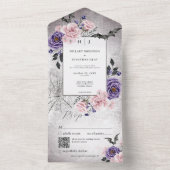 Invitation Tout En Un Rustique gothique rose et violet Halloween Code QR (À l'intérieur)
