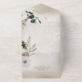 Invitation Tout En Un Rustique hiver Blanc Floral Or Pas de dîner (Dehors)