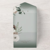 Invitation Tout En Un Rustique hiver Floral Dîner Vert (Dehors)