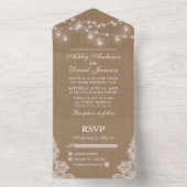 Invitation Tout En Un Rustique Jar Lights Lace Burlap Mariage (À l'intérieur)