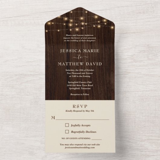 Invitation Tout En Un Rustique Mariage à chaîne de ferme (À l'intérieur)