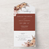 Invitation Tout En Un Rustique Mariage d'aquarelle Florale en terre cuit (À l'intérieur)