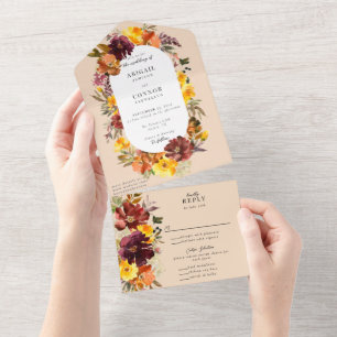 Invitation Tout En Un Rustique Marsala Brûlé Orange Chute Wreath