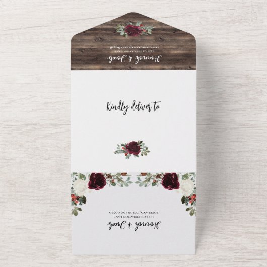 Invitation Tout En Un Rustique Noël hiver Mariage photo (Dehors)