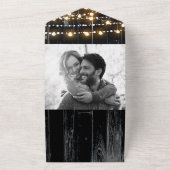 Invitation Tout En Un Rustique Noir noir Grange Bois & Lumières Mariage (Dehors)