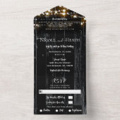 Invitation Tout En Un Rustique Noir noir Grange Bois & Lumières Mariage (À l'intérieur)