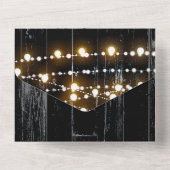 Invitation Tout En Un Rustique Noir noir Grange Bois & Lumières Mariage (Verso)