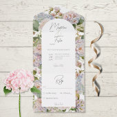 Invitation Tout En Un Rustique Pastel Hydrangeas Arche Blanche Pas de dî