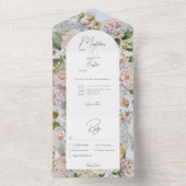 Invitation Tout En Un Rustique Pastel Hydrangeas Périwinkle Arch Dîner (À l'intérieur)