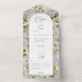 Invitation Tout En Un Rustique Pastel Hydrangeas Sage Green Arch Dîner (À l'intérieur)