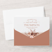 Invitation Tout En Un Rustique QR Code Terracotta Pampas Mariage en herb (Verso)