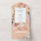 Invitation Tout En Un Rustique Romantique Rose & Blush Rose Pêche Pas De (À l'intérieur)