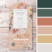 Invitation Tout En Un Rustique romantique rose et blush Roses Peach QR C
