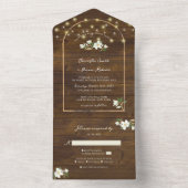 Invitation Tout En Un Rustique String éclaire Gold Arch Magnolia Mariage (À l'intérieur)