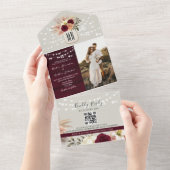 Invitation Tout En Un Rustique String éclaire le Mariage Bourgogne (Déchirure)