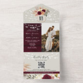 Invitation Tout En Un Rustique String éclaire le Mariage Bourgogne (À l'intérieur)