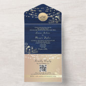 Invitation Tout En Un Rustique String éclat Mariage bleu marine (À l'intérieur)
