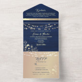 Invitation Tout En Un Rustique String éclat marine et Mariage d'or (À l'intérieur)
