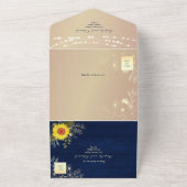 Invitation Tout En Un Rustique Tournesol String lumière Mariage Invitati (Dehors)