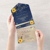 Invitation Tout En Un Rustique Tournesol String lumière Mariage Invitati (Déchirure)
