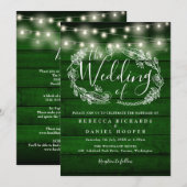 Invitation Tout en un Rustique vert Chaîne de bois clair Mari (Devant / Derrière)