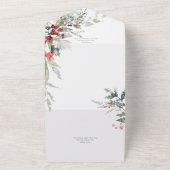 Invitation Tout En Un Rustique Winter Holly Berries & neige Détails (Dehors)