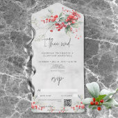 Invitation Tout En Un Rustique Winter Holly & Pine Mariage QR Code