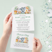 Safari Animaux Baby shower vert et livres