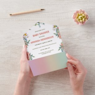 Invitation Tout En Un safari zoo animaux jungle flore baby shower