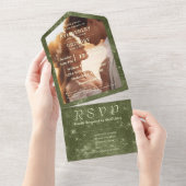Invitation Tout En Un Sage d'olive rustique Faux Burlap Twinkle Stars Ph (Déchirure)