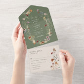 Invitation Tout En Un Sage Green All in One Wedding Invite (Déchirure)