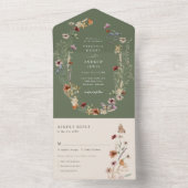 Invitation Tout En Un Sage Green All in One Wedding Invite (À l'intérieur)