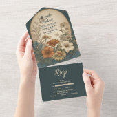 Invitation Tout En Un Sage Green Art Nouveau Alphonse Mucha Mariage (Déchirure)