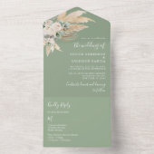 Invitation Tout En Un Sage Green Boho Pampas Grass Mariage (À l'intérieur)
