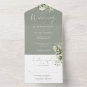 Invitation Tout En Un Sage Green Botanical Greenery Monogram Mariage (À l'intérieur)