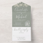 Invitation Tout En Un Sage Green Chaîne Lumières Mason Jars Mariage (À l'intérieur)