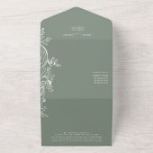 Invitation Tout En Un Sage Green Crest Monogramme 3 Photo QR Code Mariag (Dehors)