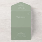Invitation Tout En Un Sage Green Elegant Classy Calligraphy Mariage (Dehors)