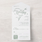 Invitation Tout En Un Sage Green Elegant Classy Calligraphy Mariage (À l'intérieur)