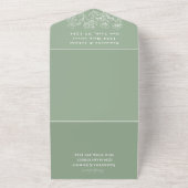 Invitation Tout En Un Sage Green Élégant Mariage Floral Moderne (Dehors)