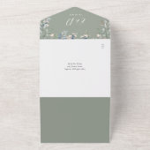 Invitation Tout En Un Sage Green Floral Greenerenery Script QR Code Mari (Dehors)