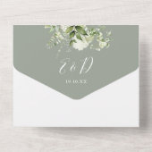 Invitation Tout En Un Sage Green Floral Mariage (Verso)