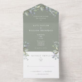 Invitation Tout En Un Sage Green Floral Mariage (À l'intérieur)