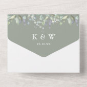 Invitation Tout En Un Sage Green Floral Mariage (Verso)