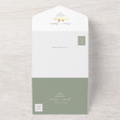 Invitation Tout En Un Sage Green Gold Lovebirds Wedding (Dehors)