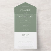 Invitation Tout En Un Sage Green Moderne Mariage élégant (À l'intérieur)