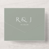 Invitation Tout En Un Sage Green Monogramme QR Code Mariage Date (Verso)