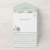Invitation Tout En Un Sage Green Petit Citrouille Baby shower Floral Bla (Dehors)